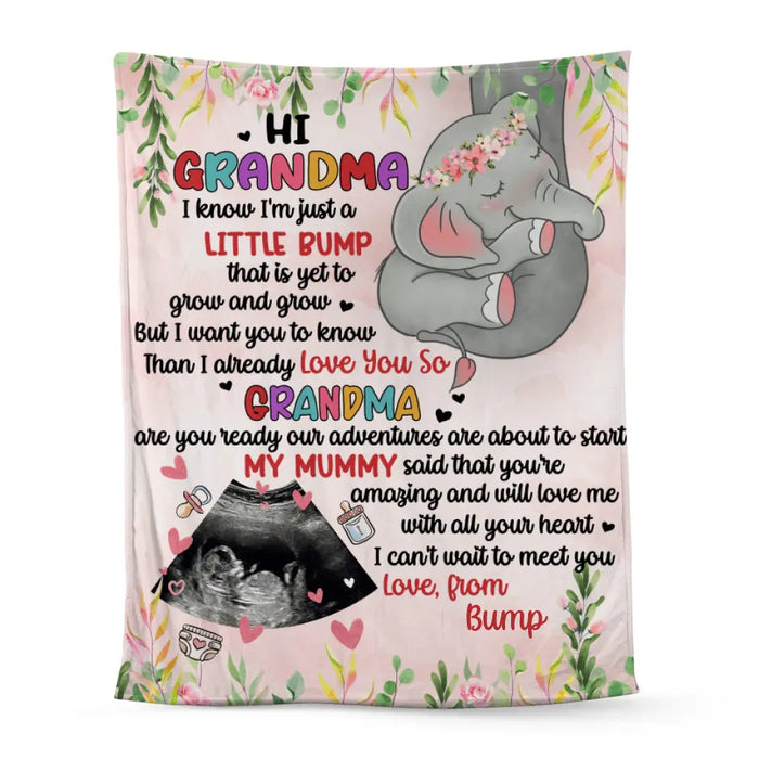 Custom 'To My Granddaughter From Grandma' Elephant Cozy Premium Queen-Size Blanket – Multicolor Fleece Throw