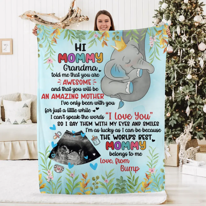 Hi Mommy You Are Awesome And Amazing - Custom Blanket For Mom To Be, For Her, Mother's Day