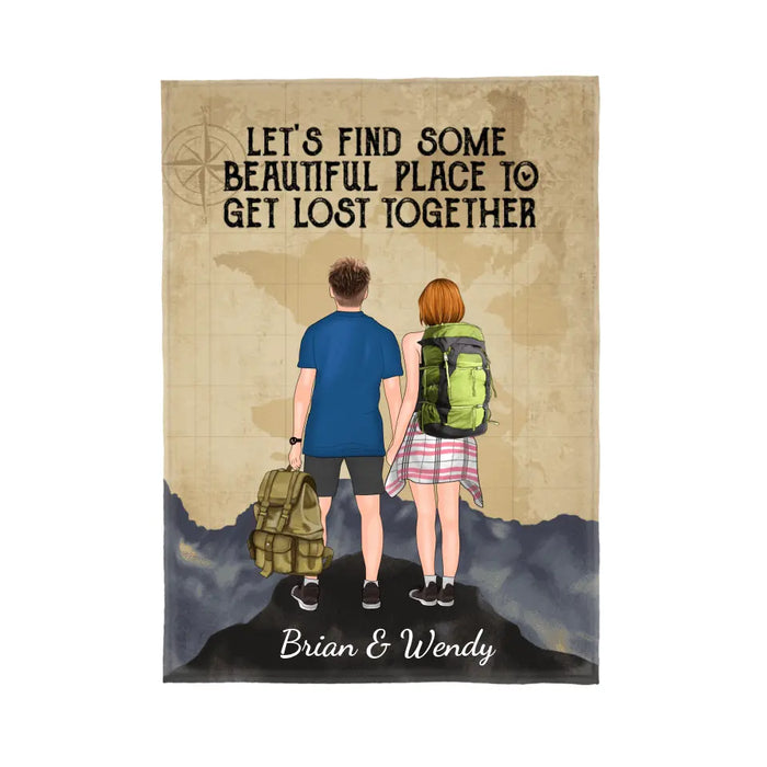 Hiking Couple Get Lost Together - Personalized Blanket For Couples, Him, Her, Hiking