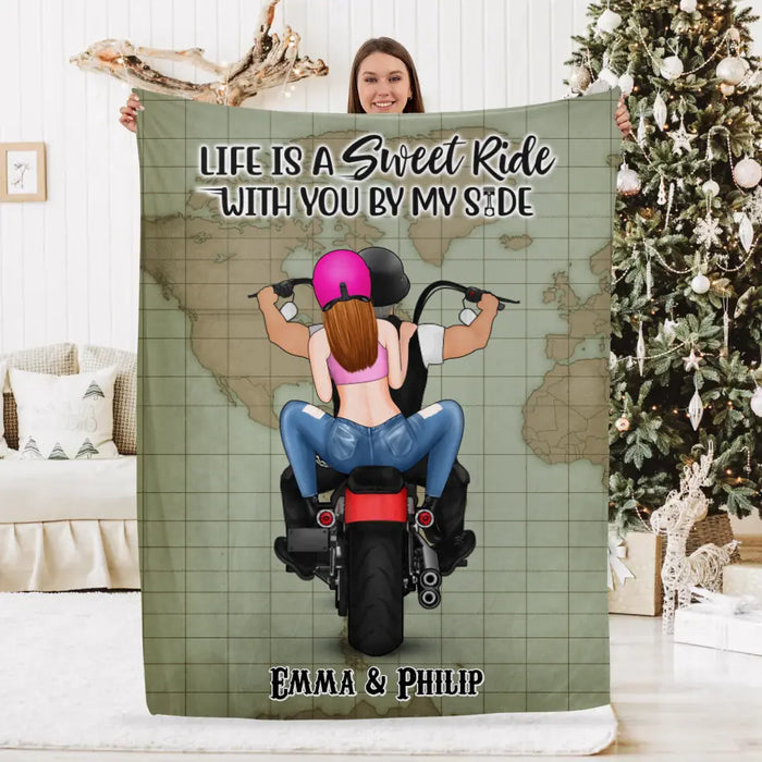 Life Is A Sweet Ride - Personalized Blanket For Couples, Him, Her, Motorcycle Lovers