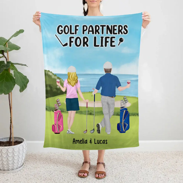 Golf Partners For Life - Personalized Blanket For Couples, Friends, Golf