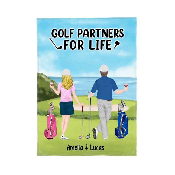 Golf Partners For Life - Personalized Blanket For Couples, Friends, Golf