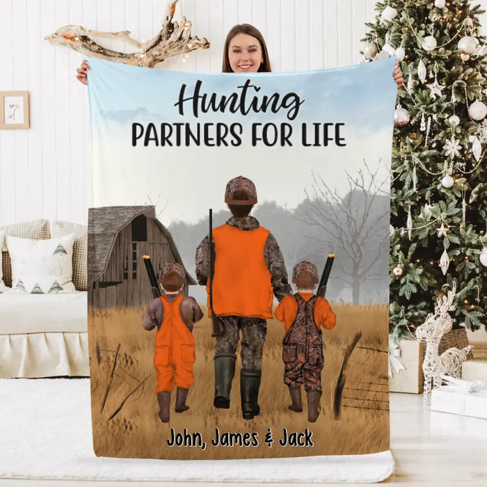 Hunting Partners For Life - Personalized Blanket For Family, Friends, Kids, Hunting