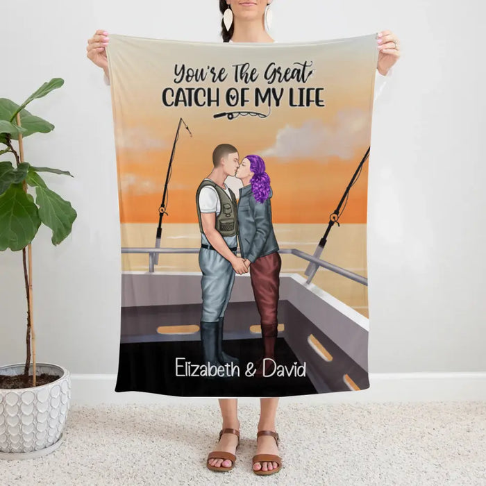 Fishing Partners For Life - Personalized Blanket For Couples, Fishing