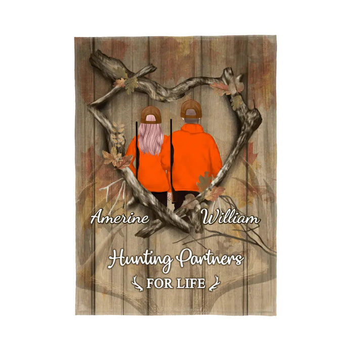 Hunting Partners For Life - Personalized Blanket For Couples, For Him, For Her, Hunting