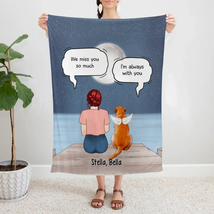 Up To 4 Dogs In Conversation With Dog Mom - Custom Blanket For Dog Mom, Memorial