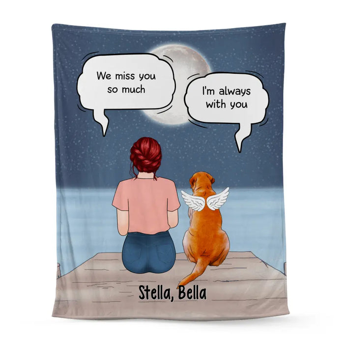 Up To 4 Dogs In Conversation With Dog Mom - Custom Blanket For Dog Mom, Memorial