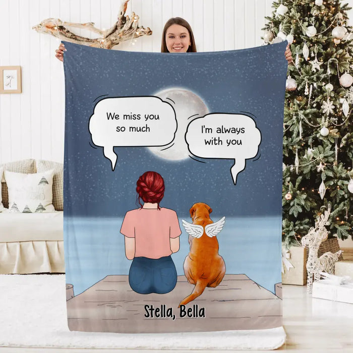 Up To 4 Dogs In Conversation With Dog Mom - Custom Blanket For Dog Mom, Memorial
