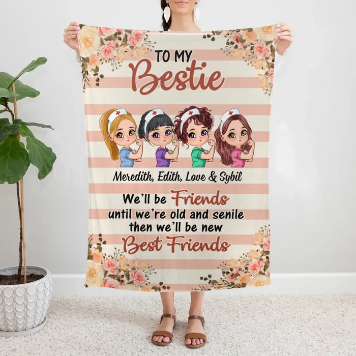Up To 4 Chibi To My Bestie We'll Be Friends - Personalized Blanket For Her, Coworkers, Friends, Nurse