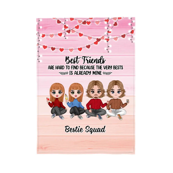 Up To 4 Chibi Best Friends Are Hard To Find - Personalized Blanket For Friends, Him, Her