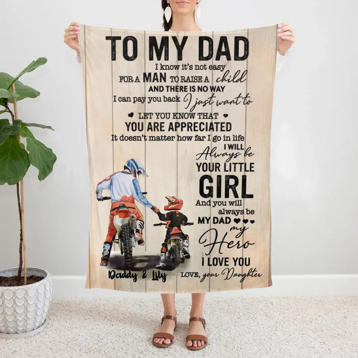 To My Dad - Personalized Blanket For Dad, Motorcycle Lovers