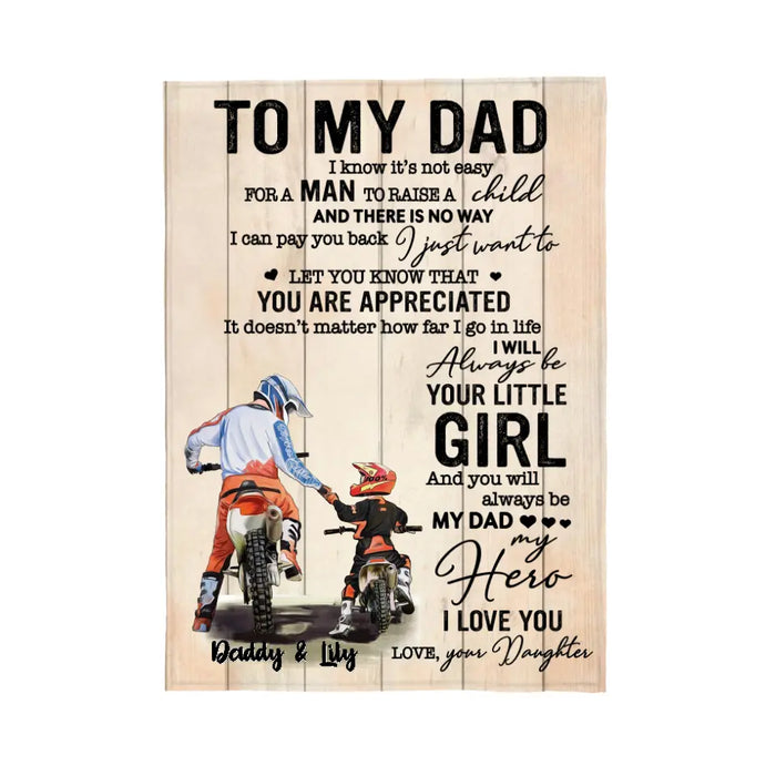 To My Dad - Personalized Blanket For Dad, Motorcycle Lovers