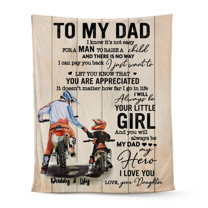 To My Dad - Personalized Blanket For Dad, Motorcycle Lovers