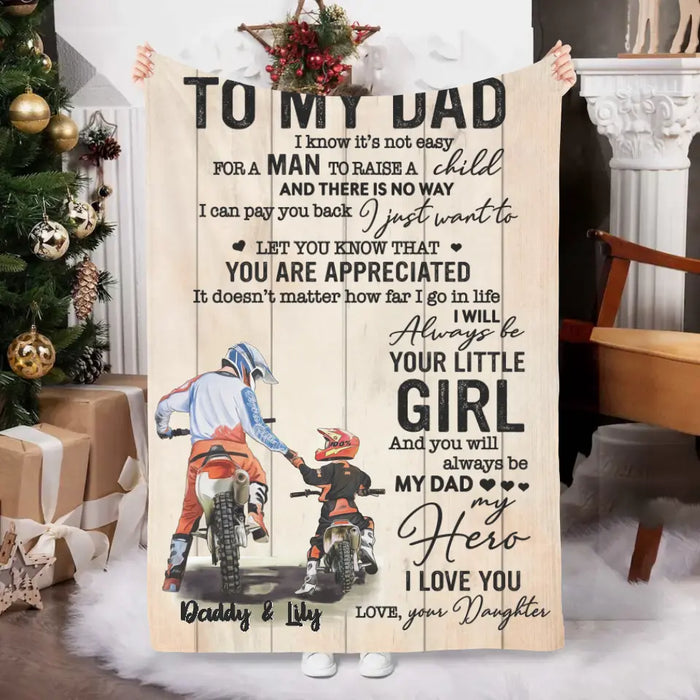 To My Dad - Personalized Blanket For Dad, Motorcycle Lovers