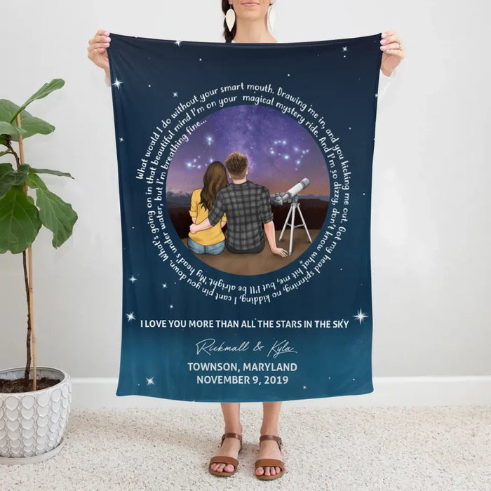 Love You More Than All The Stars In The Sky - Personalized Blanket For Him, For Her, Couples, Astronomy Lovers, Valentine's Day