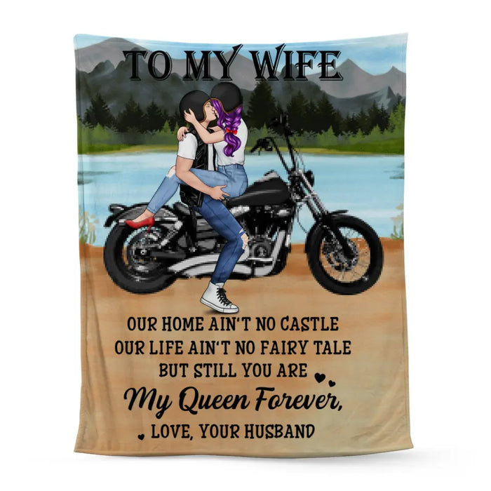 To My Wife - Personalized Blanket For Couples, For Wife, For Husband, Motorcycle Lovers