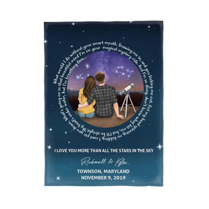 Love You More Than All The Stars In The Sky - Personalized Blanket For Him, For Her, Couples, Astronomy Lovers, Valentine's Day