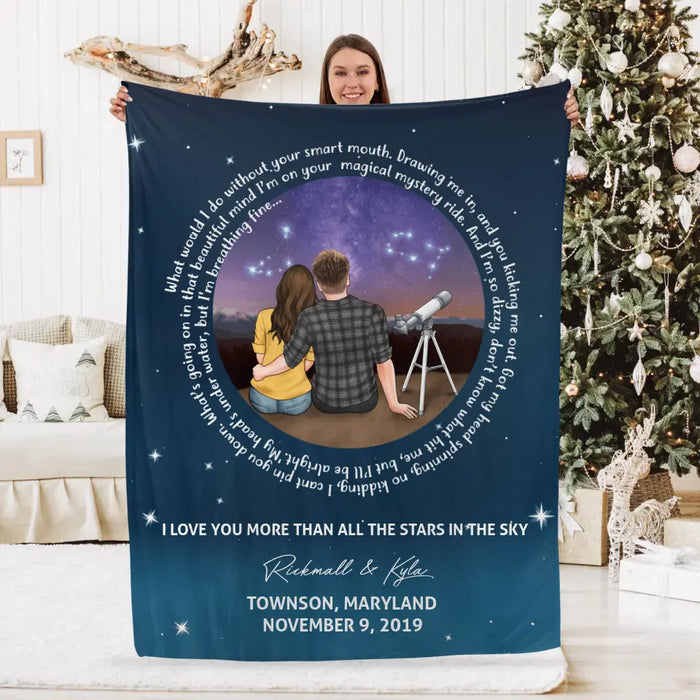 Love You More Than All The Stars In The Sky - Personalized Blanket For Him, For Her, Couples, Astronomy Lovers, Valentine's Day