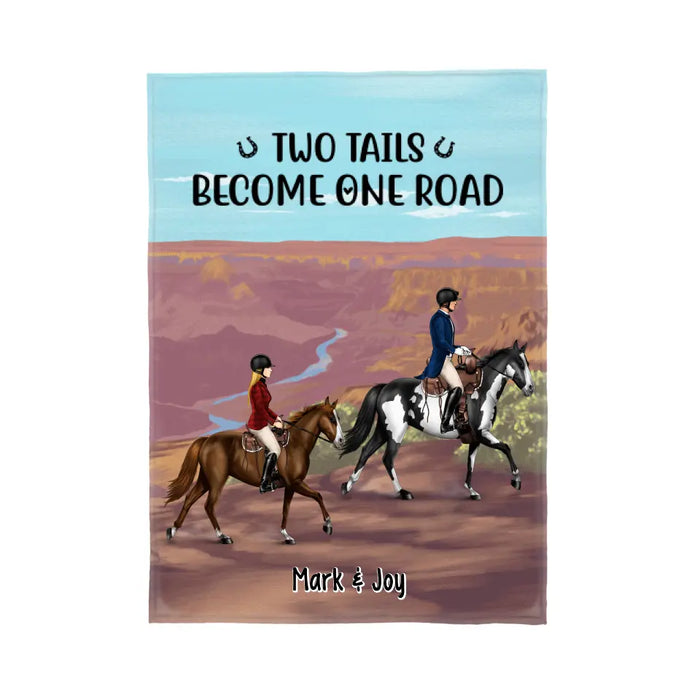 Two Tails Become One Road - Personalized Blanket For Couples, For Friends, Horse Lovers