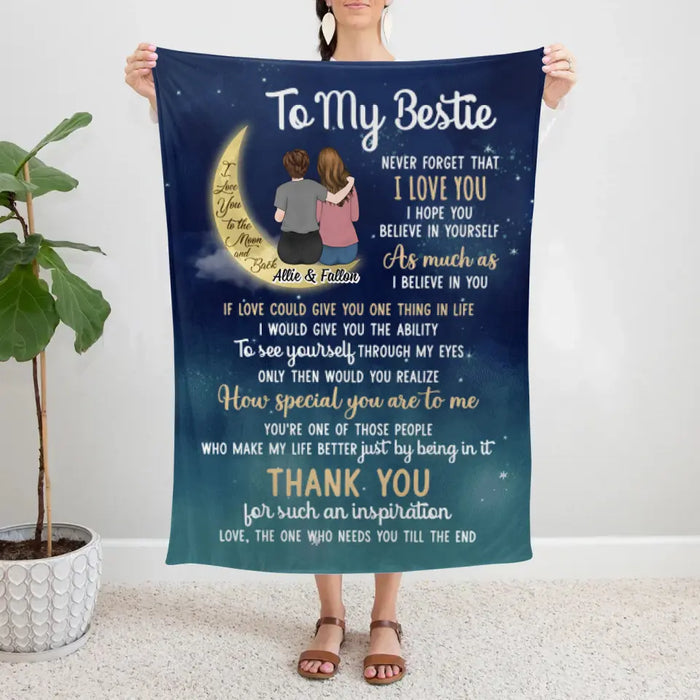 I Love You To The Moon And Back Personalized Blanket For Friends Fo GearLit