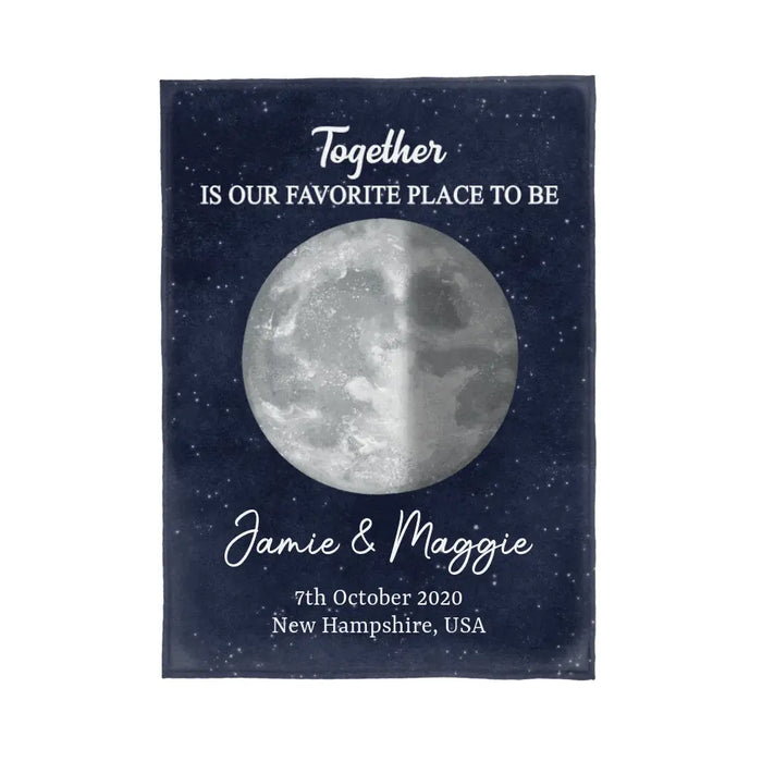 Couple Moon Phase - Personalized Blanket For Her, Him, Anniversary