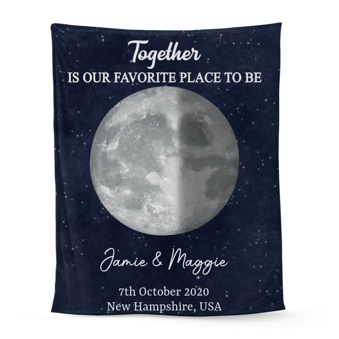 Couple Moon Phase - Personalized Blanket For Her, Him, Anniversary