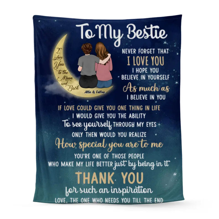 I Love You To The Moon And Back - Personalized Blanket For Friends, For Her