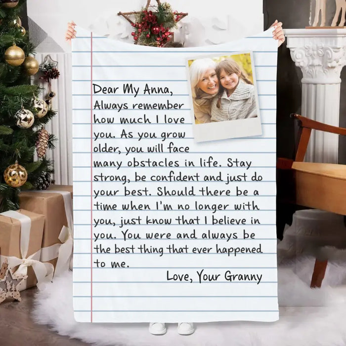 Letter From Grandma To Grandchildren - Custom Blanket Photo Upload, For Kids