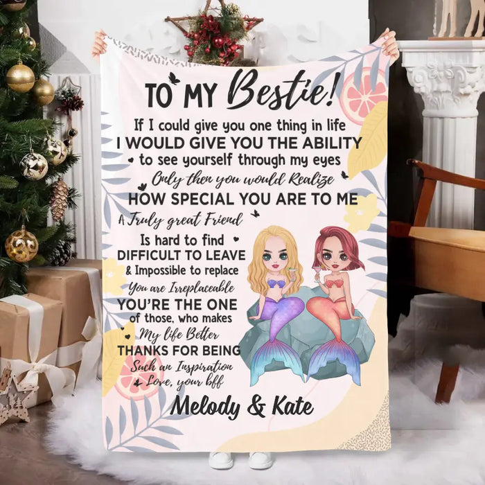 To My Bestie If I Could Give You One Thing In Life - Personalized Blanket For Friends, Mermaid Lovers