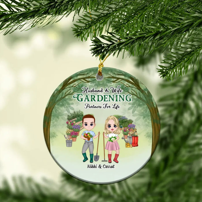 Husband & Wife Gardening Partners For Life - Personalized Gifts Custom Ornament For Couples, Gardening Lovers