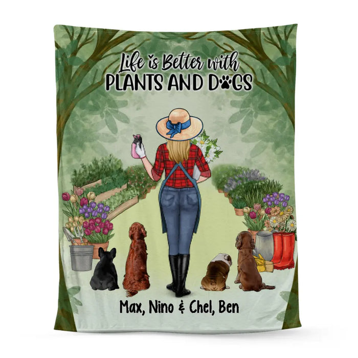 Personalized Blanket, Life Is Better With Plants And Dogs, Gift For Gardeners And Dog Lovers