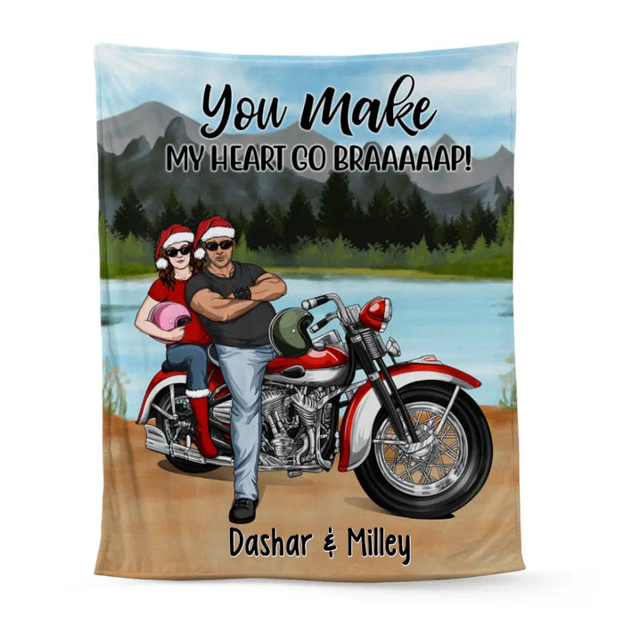 Personalized Blanket, Riding Partners For Life - Motorcycle Couple Front View, Gift For Motorcycle Lovers