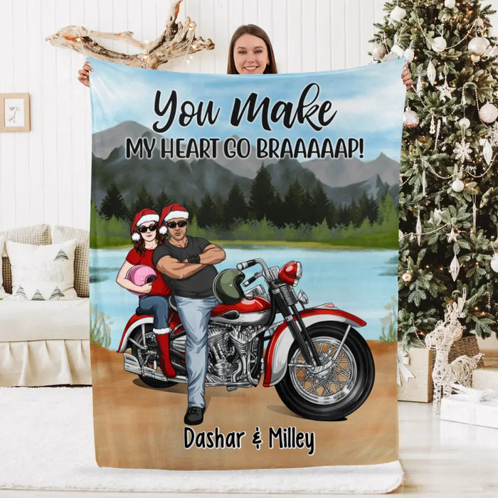 Personalized Blanket, Riding Partners For Life - Motorcycle Couple Front View, Gift For Motorcycle Lovers