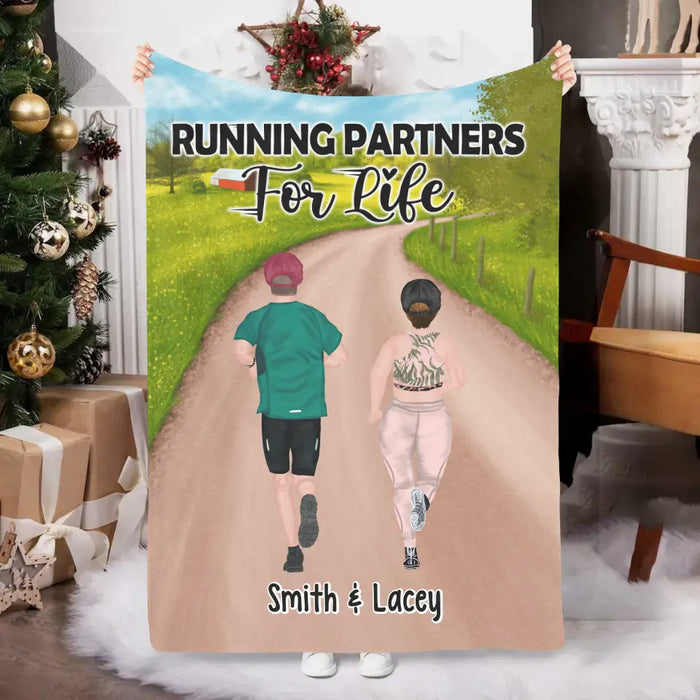 Personalized Blanket, Running Partners For Life, Gift For Running Couple And Friends