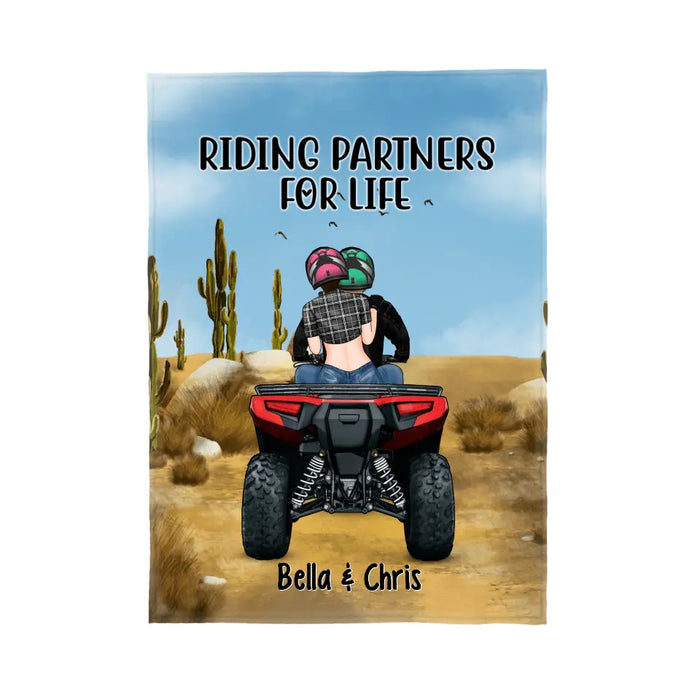 Personalized Blanket, All-Terrain Vehicle Riding Partners, Gift for ATV Quad Bike Couples
