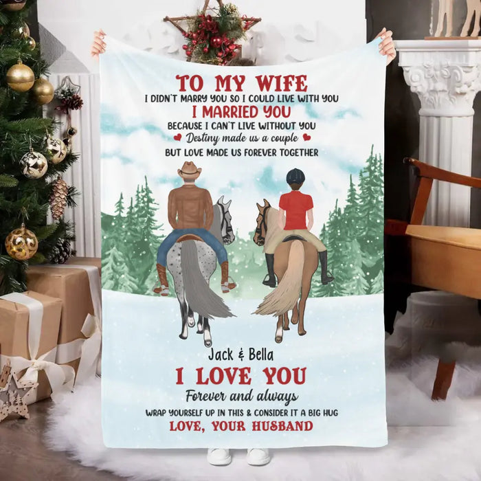 Personalized Blanket, To My Wife, To My Husband - Horse Riding Couple Gift, Christmas Gift For Him, Gift For Her, Gift For Horse Lovers