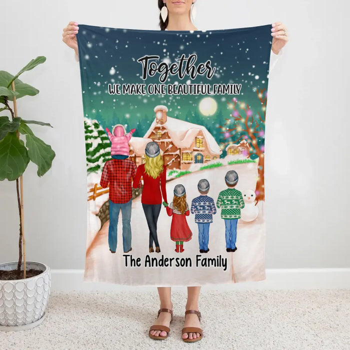 Personalized Blanket, Christmas Family Standing, Christmas Gift For Family