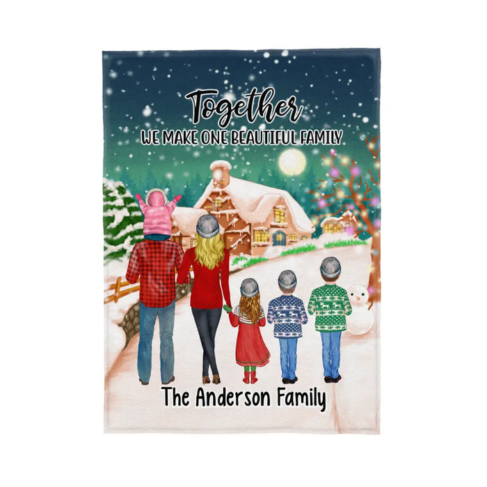 Personalized Blanket, Christmas Family Standing, Christmas Gift For Family