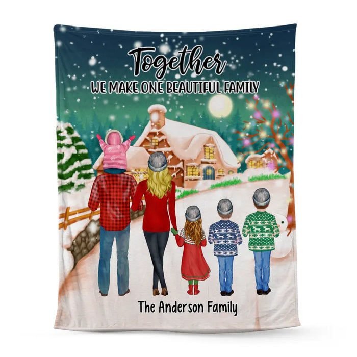 Personalized Blanket, Christmas Family Standing, Christmas Gift For Family