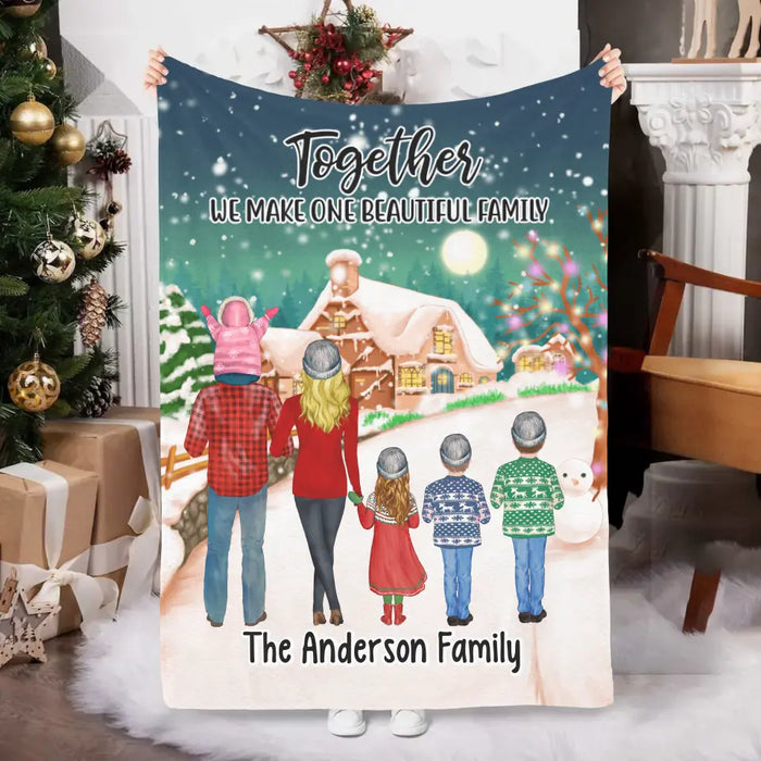 Personalized Blanket, Christmas Family Standing, Christmas Gift For Family