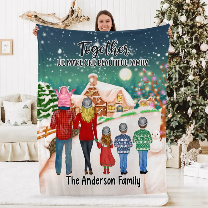 Personalized Blanket, Christmas Family Standing, Christmas Gift For Family