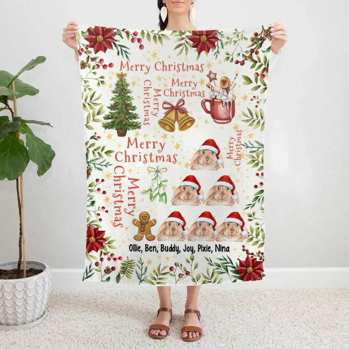 Personalized Blanket, Merry Christmas, Bunny Christmas Tree, Chrtistmas Gift For Bunny Lovers