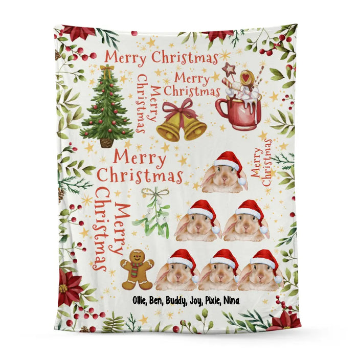 Personalized Blanket, Merry Christmas, Bunny Christmas Tree, Chrtistmas Gift For Bunny Lovers