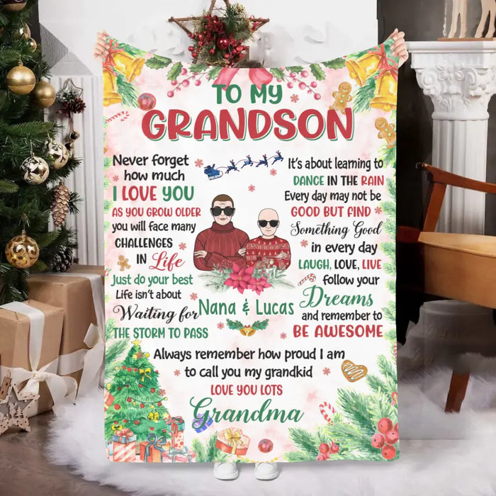 Personalized Blanket, To My Grandson, Christmas Theme, Christmas Gift For Grandson