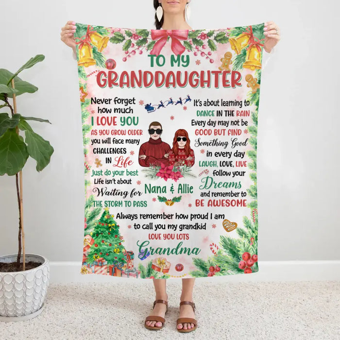 Personalized Blanket, To My Granddaughter, Christmas Theme, Christmas Gift For Granddaughter