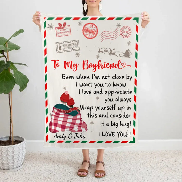 Personalized Blanket, To My Boyfriend Letter, Christmas Gift For Boyfriend, Gift For Him, Couple