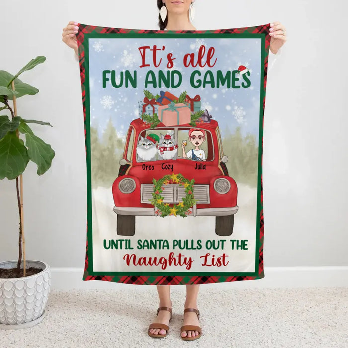 It's All Fun and Games - Christmas Personalized Gifts Custom Blanket for Cat Mom, Cat Lovers