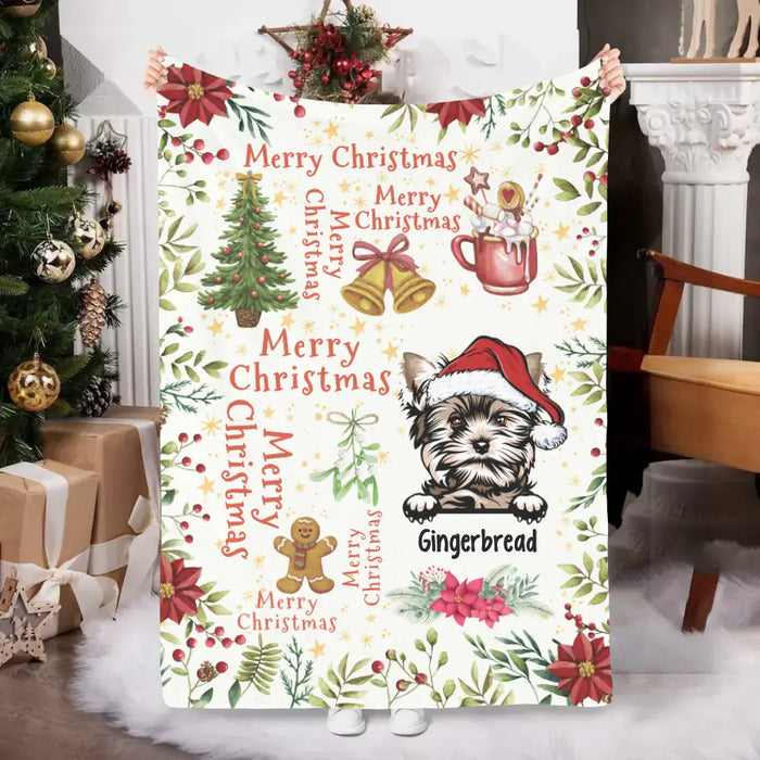 Personalized Blanket, Up To 6 Dogs, Merry Christmas, Christmas Gift For Dog Lovers