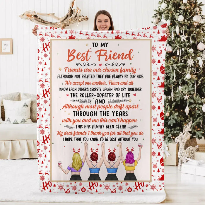 Personalized Blanket, Up To 4 Girls, To My Best Friend, Christmas Theme, Christmas Gift For Friends, Sisters