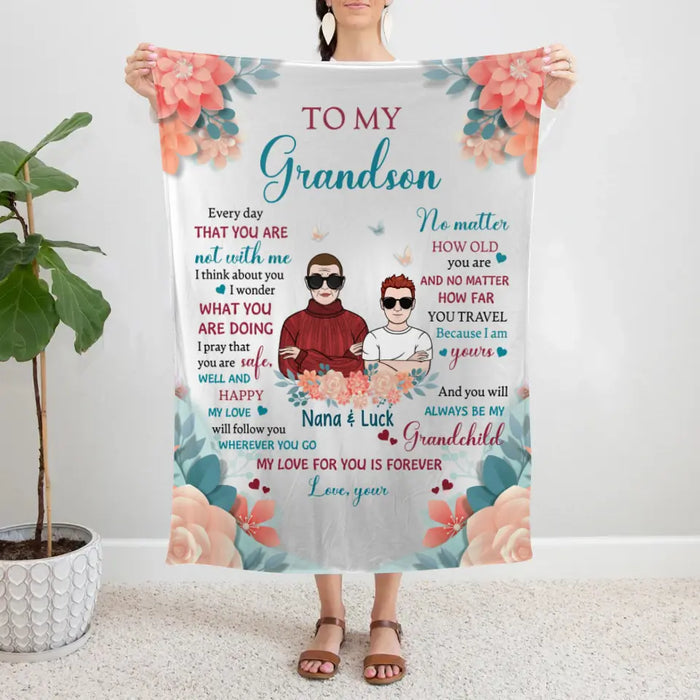 To My Grandson/Granddaughter from Grandma - Personalized Gifts Custom Blanket for Grandson, for Granddaughter